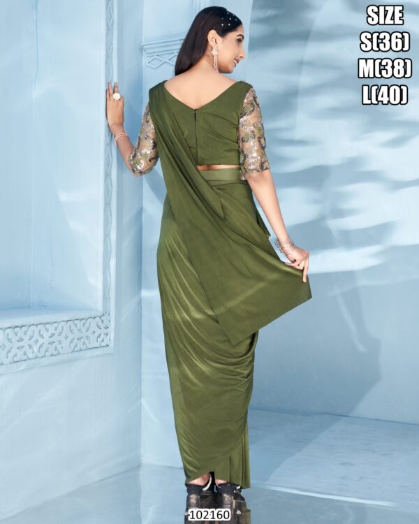 Ethnicrang Offers Party Wear Plain Ready To Wear Saree With Designer Blouse (One Minute Saree)