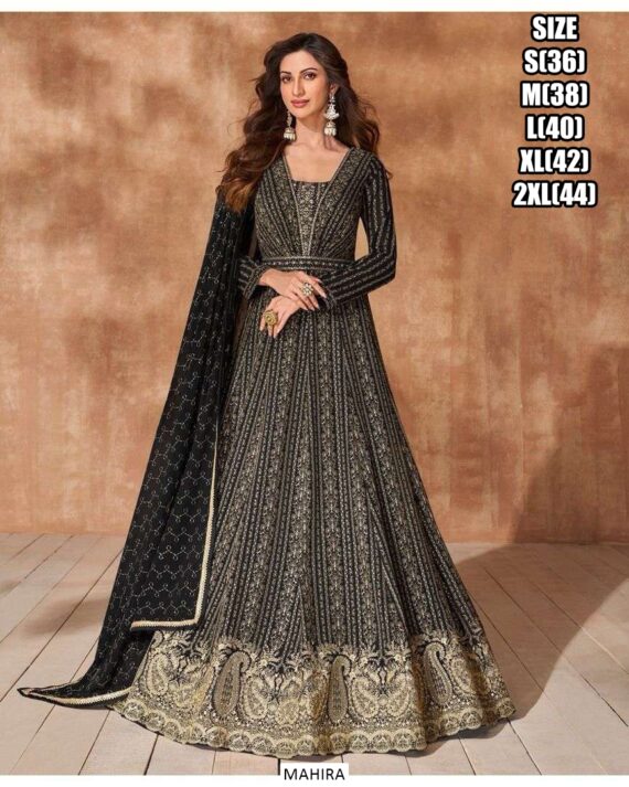 Ready To Wear Long Anarkali Wedding Wear Gown Dresses In Pretty Two Colours