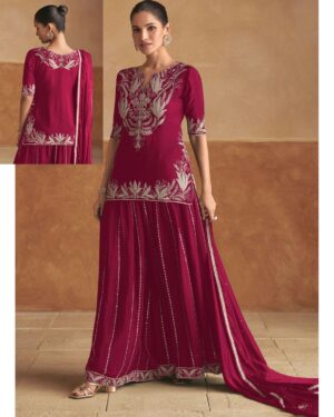 Introducing Our All New Embroidered Top With Flared Plazo Set Befitting The Weddings