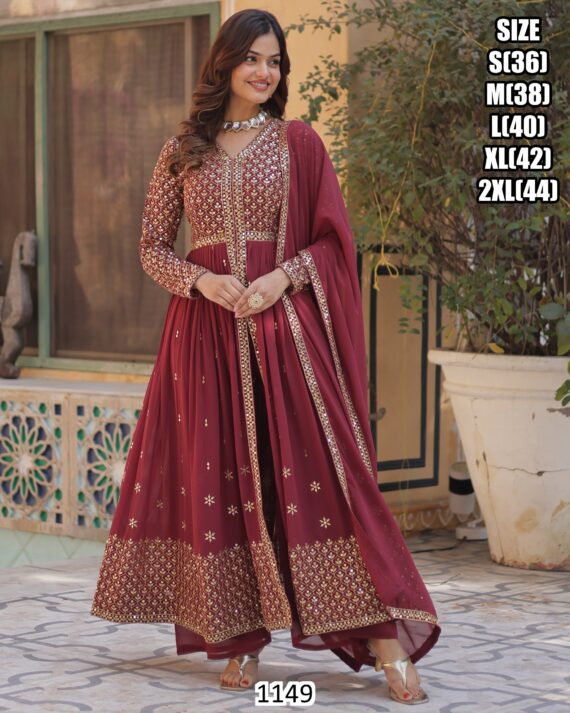 Introducing Our Latest Collection Of Readymade Indo-Western Dresses, This Set Includes Two Beautifully Designed Plazo Suits
