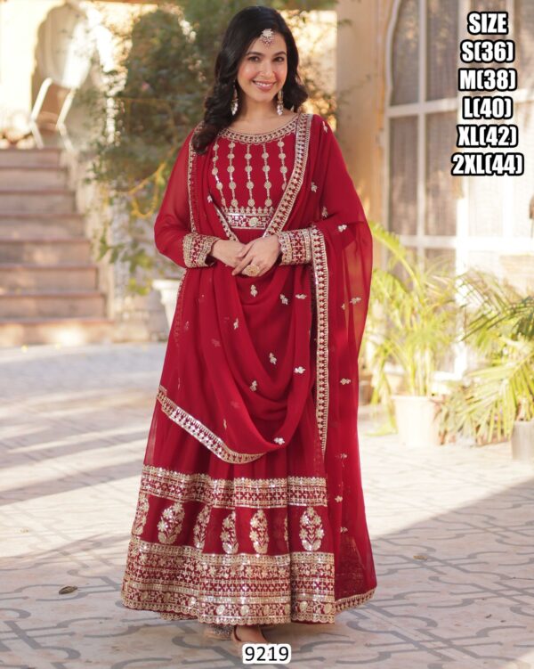 Get Ready To Stun In This Luxury Designer Embroidery Partywear Women's Gowns (Full Set)