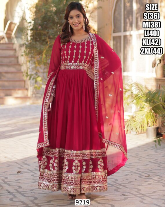 Get Ready To Stun In This Luxury Designer Embroidery Partywear Women's Gowns (Full Set)