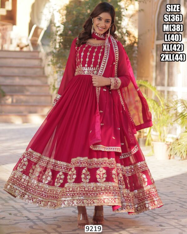 Get Ready To Stun In This Luxury Designer Embroidery Partywear Women's Gowns (Full Set)