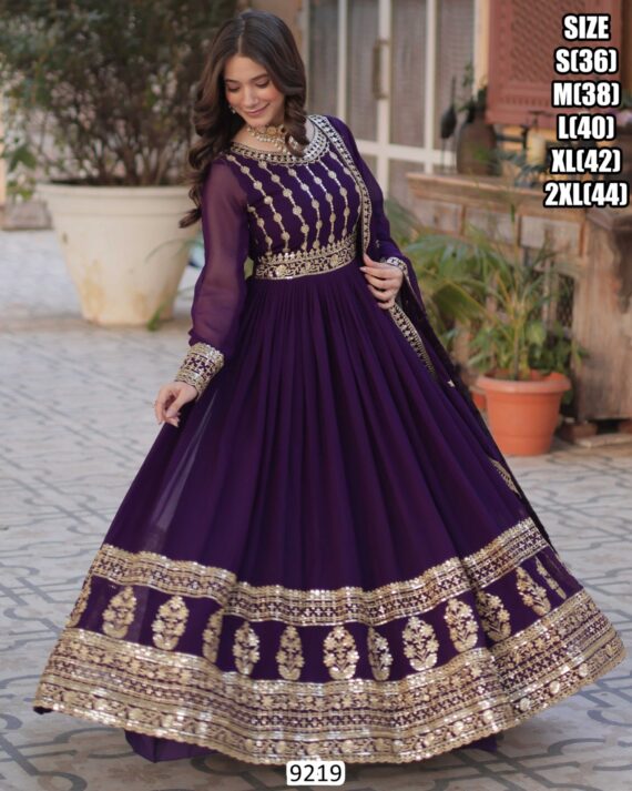 Get Ready To Stun In This Luxury Designer Embroidery Partywear Women's Gowns (Full Set)