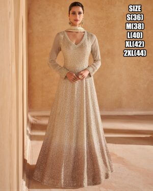 Chikankari Embroidered Wedding And Partywear Gown Dresses With Dupatta