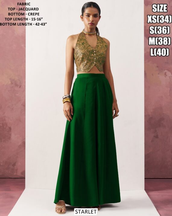 Immerse Yourself In The Sophistication Of Our Crop Top And Plazo Set Specially For Parties