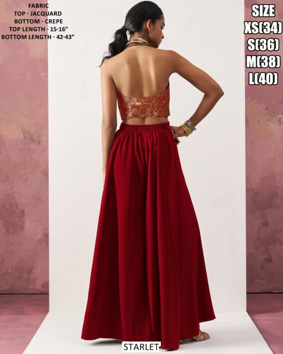 Immerse Yourself In The Sophistication Of Our Crop Top And Plazo Set Specially For Parties