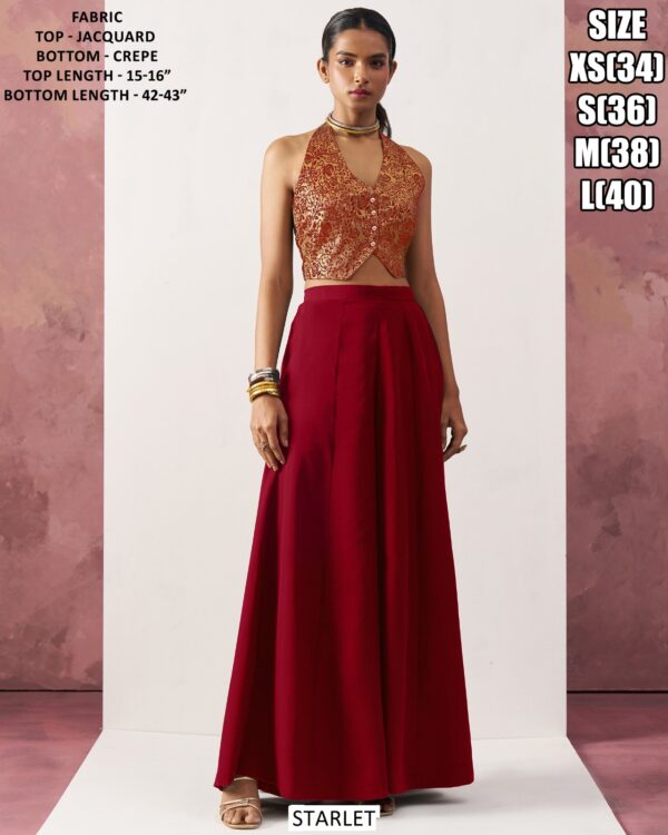 Immerse Yourself In The Sophistication Of Our Crop Top And Plazo Set Specially For Parties