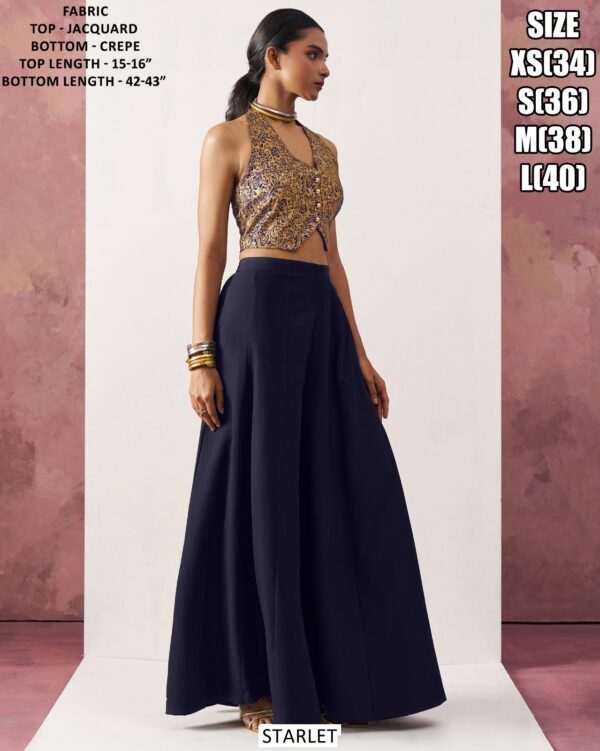 Immerse Yourself In The Sophistication Of Our Crop Top And Plazo Set Specially For Parties