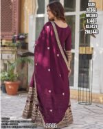 Attractive Wine Colour Vichitra Silk Readymade Gown With Dupatta Set