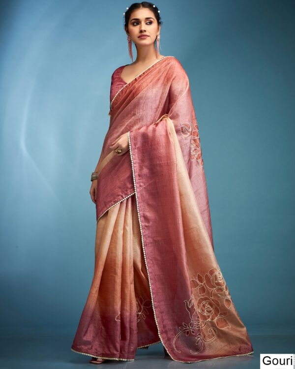 Hand Based Work And Amazing Designer Un-Stitched Blouse With Saree