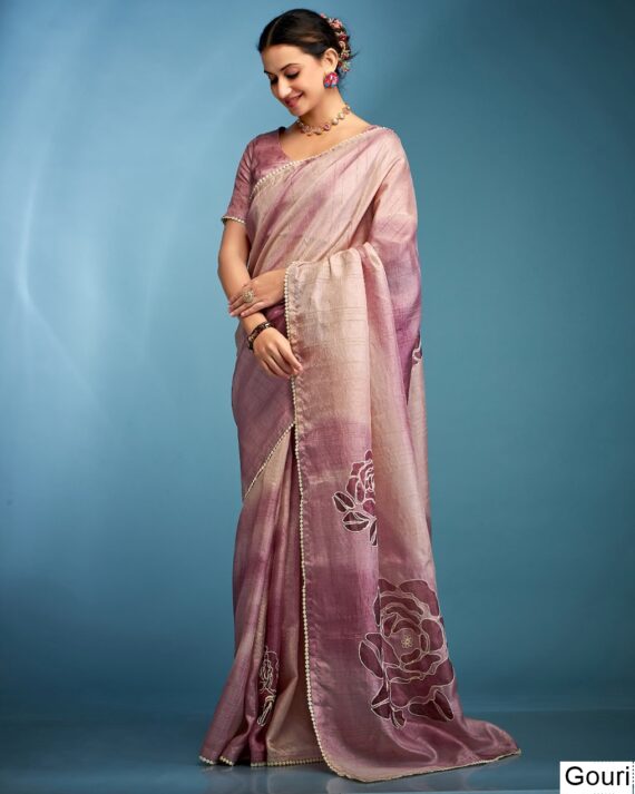 Hand Based Work And Amazing Designer Un-Stitched Blouse With Saree