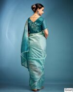 Hand Based Work And Amazing Designer Un-Stitched Blouse With Saree