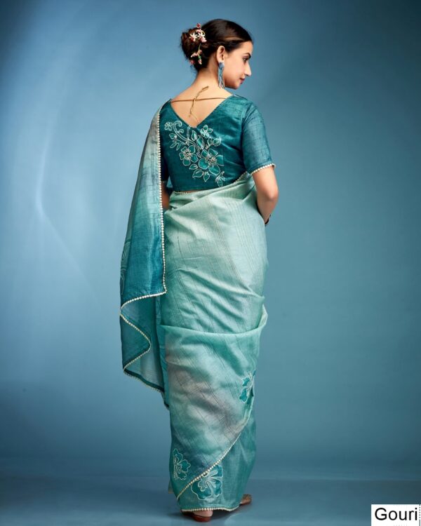Hand Based Work And Amazing Designer Un-Stitched Blouse With Saree
