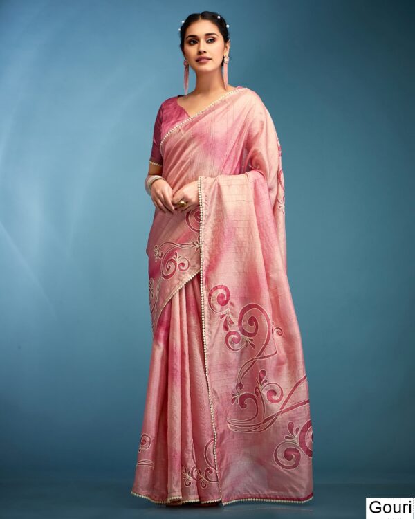 Hand Based Work And Amazing Designer Un-Stitched Blouse With Saree