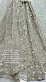 Heavy Designer Stone Grey Un-Stitched Engagement Lehenga Choli For Women