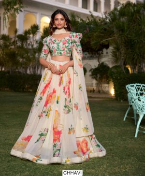 Celebrate The Wedding Season In Style With This Floral Printed Georgette Lehenga Choli