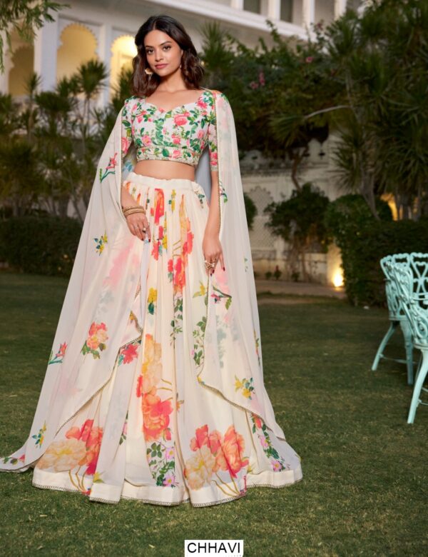 Celebrate The Wedding Season In Style With This Floral Printed Georgette Lehenga Choli