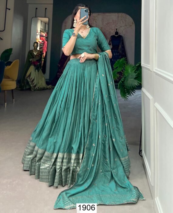 Un-Stitched Blouse With Readymade Lehenga Sets In Two Fine Colours!