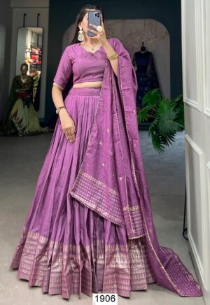 Un-Stitched Blouse With Readymade Lehenga Sets In Two Fine Colours!