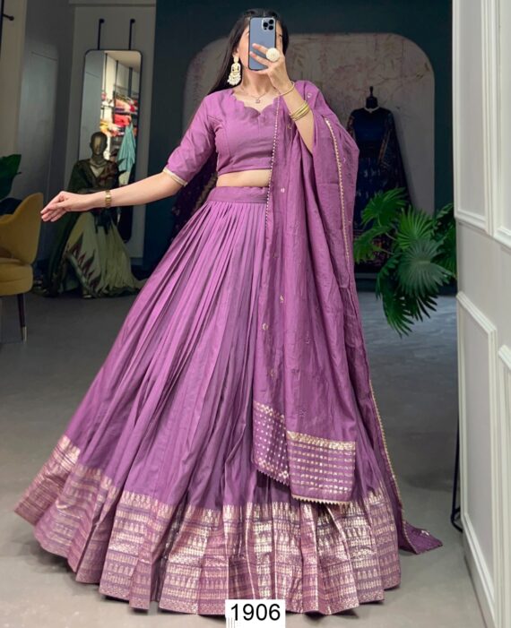 Un-Stitched Blouse With Readymade Lehenga Sets In Two Fine Colours!
