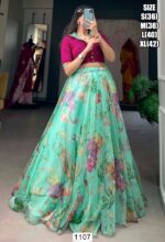 Partywear Crop Top And Lehenga In Beautiful Floral Designs And Combination Of Colours