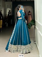Sequins Embroidered Firozi Blue Lehenga Choli For Weddings And Festivals