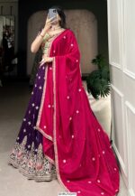 Purple Colour Vichitra Silk Lehenga Choli With Sequins And Thread Embroidery Work