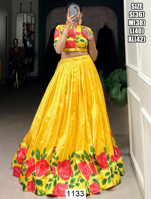 We Presenting Partywear Floral Printed Ready To Wear Crop Top With Lehenga Sets