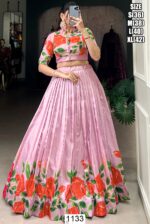 We Presenting Partywear Floral Printed Ready To Wear Crop Top With Lehenga Sets