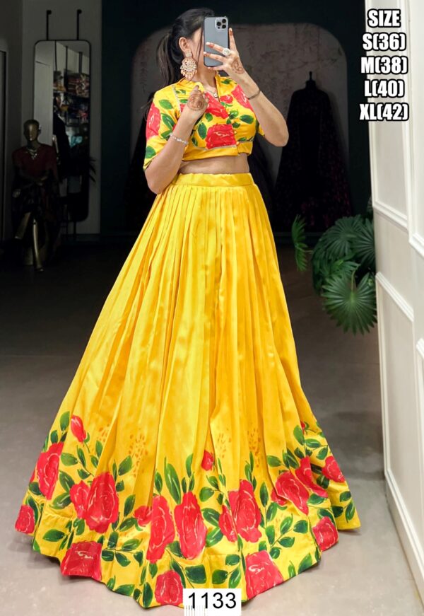 We Presenting Partywear Floral Printed Ready To Wear Crop Top With Lehenga Sets