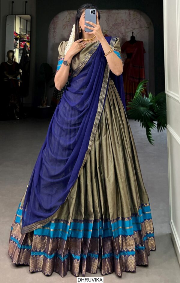 South Indian Style Semi-Stitched Lehenga Choli, A Perfect Blend Of South Indian Tradition And Elegance