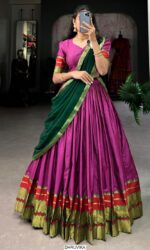 South Indian Style Semi-Stitched Lehenga Choli, A Perfect Blend Of South Indian Tradition And Elegance