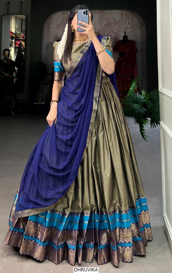 South Indian Style Semi-Stitched Lehenga Choli, A Perfect Blend Of South Indian Tradition And Elegance