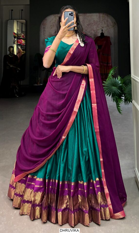 South Indian Style Semi-Stitched Lehenga Choli, A Perfect Blend Of South Indian Tradition And Elegance