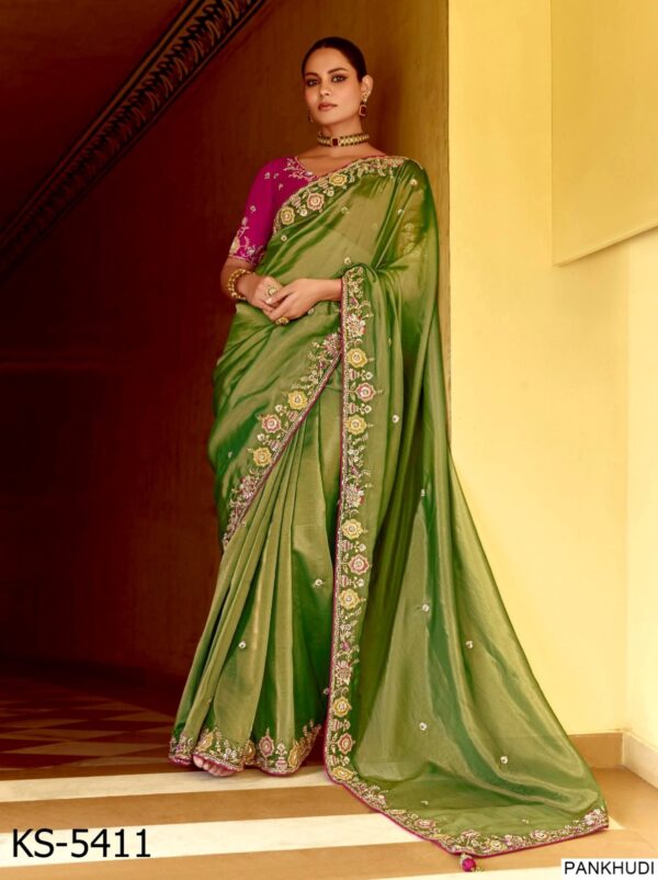 Book Online Designer Traditional Style Wedding Wear Un-Stitched Saree With Blouse