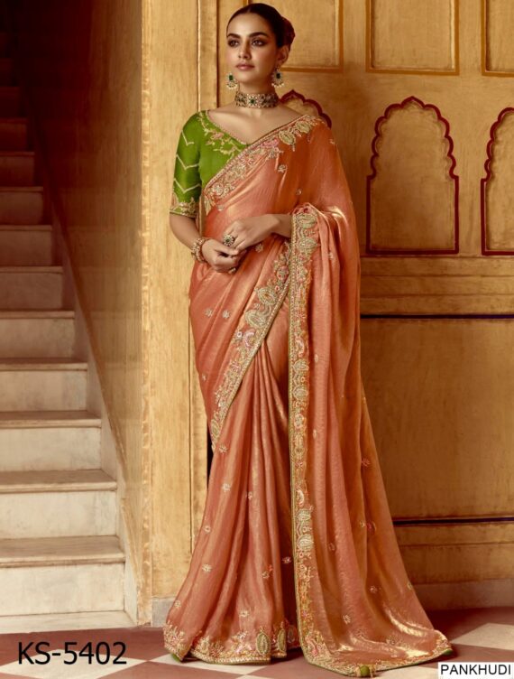 Book Online Designer Traditional Style Wedding Wear Un-Stitched Saree With Blouse