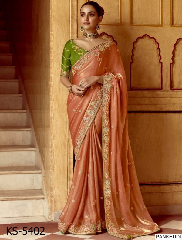 Book Online Designer Traditional Style Wedding Wear Un-Stitched Saree With Blouse