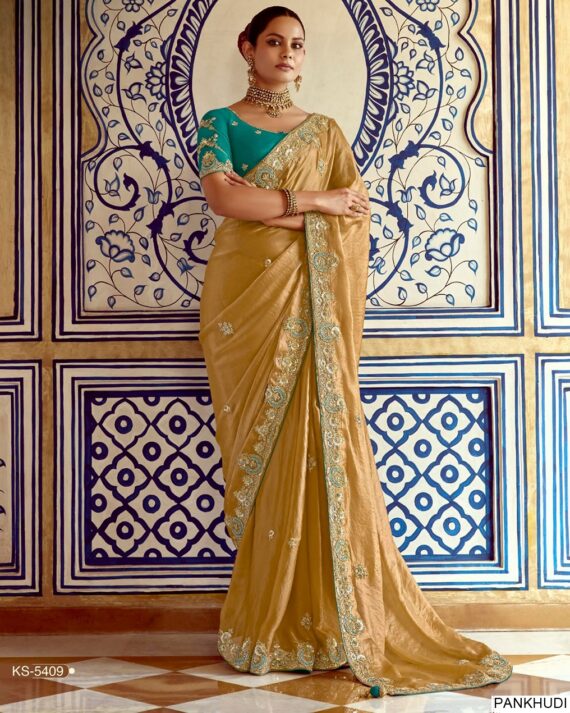 Book Online Designer Traditional Style Wedding Wear Un-Stitched Saree With Blouse