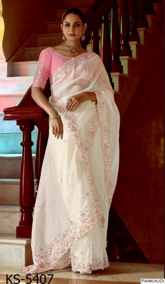 Book Online Designer Traditional Style Wedding Wear Un-Stitched Saree With Blouse