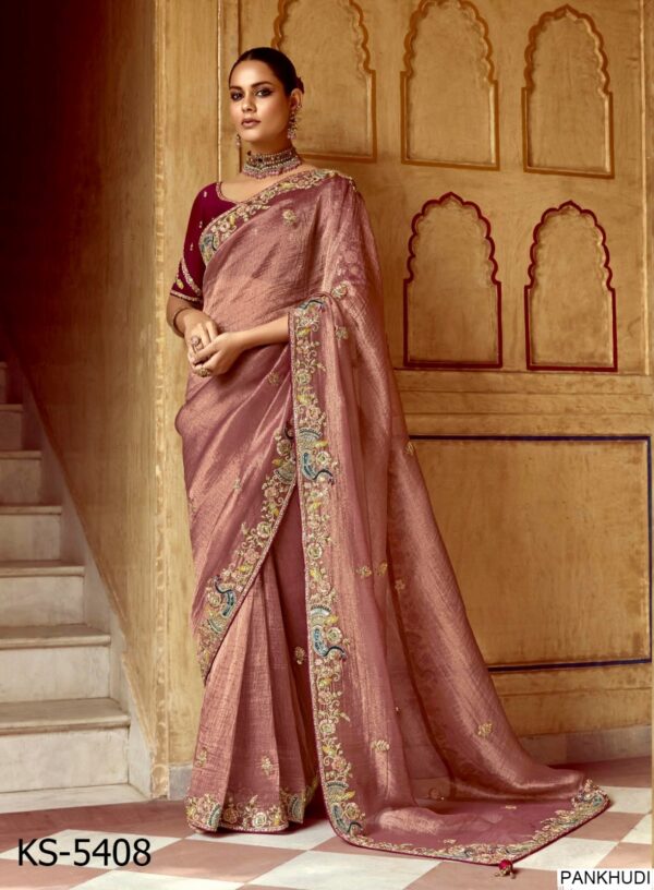 Book Online Designer Traditional Style Wedding Wear Un-Stitched Saree With Blouse
