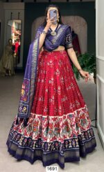 Semi-Stitched Tussar Silk Beautiful Patola Printed Lehenga Choli For Festivals