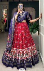 Semi-Stitched Tussar Silk Beautiful Patola Printed Lehenga Choli For Festivals