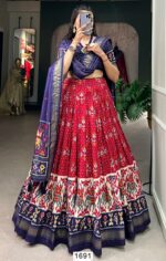 Semi-Stitched Tussar Silk Beautiful Patola Printed Lehenga Choli For Festivals