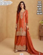 Most Trending Wedding Special Rust Bandhani Printed Plazo Style Salwar Suit With Dupatta