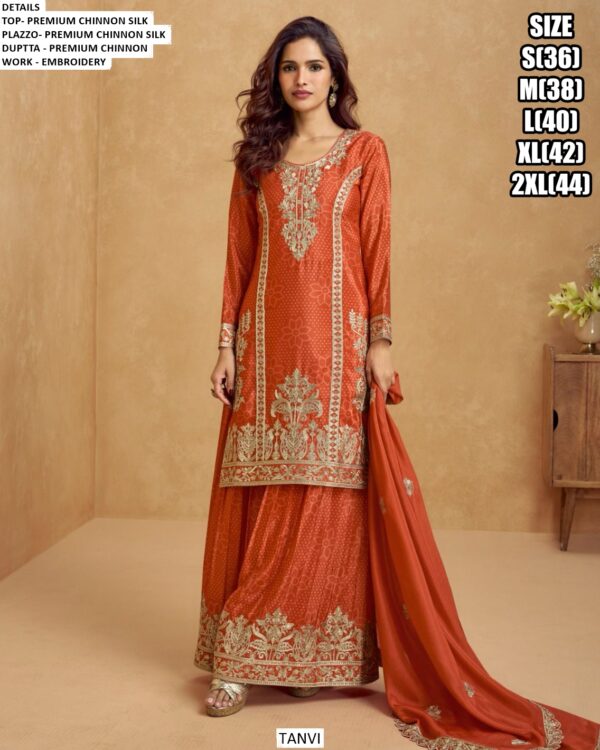 Most Trending Wedding Special Rust Bandhani Printed Plazo Style Salwar Suit With Dupatta