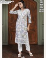 Floral Printed With Chikankari Embroidered Summer Season's Ready To Wear Cotton Kurti Sets