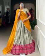 Beautiful Weaving Work Ikkat Kanjivaram South Indian Lehenga Choli Sets