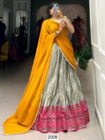 Beautiful Weaving Work Ikkat Kanjivaram South Indian Lehenga Choli Sets