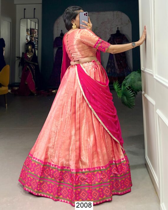 Beautiful Weaving Work Ikkat Kanjivaram South Indian Lehenga Choli Sets